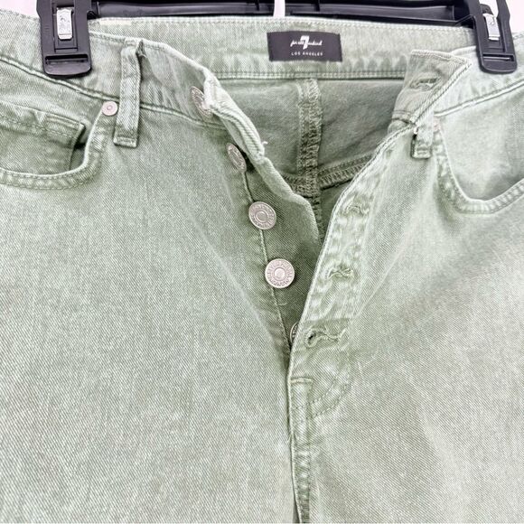 7 for All Mankind Green Fade Hight Waist Cropped Straight Distressed Jeans - Picture 11 of 16